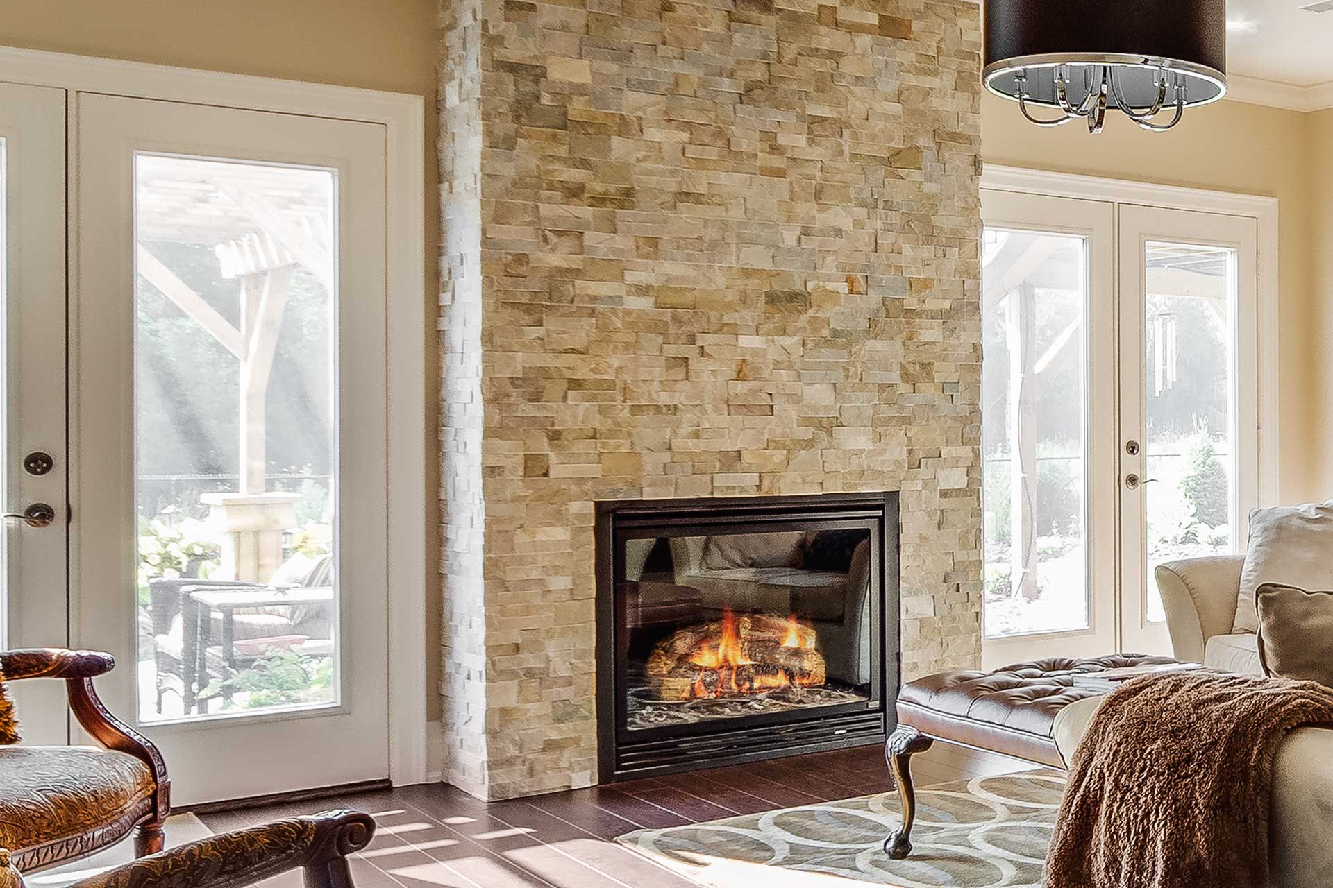 stone fireplace