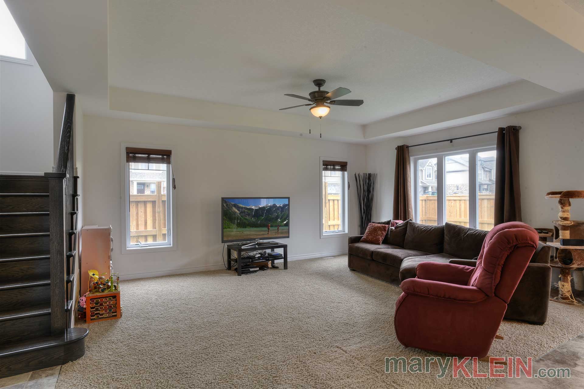 Great Room - Coffered Ceiling, Ceiling Fan 