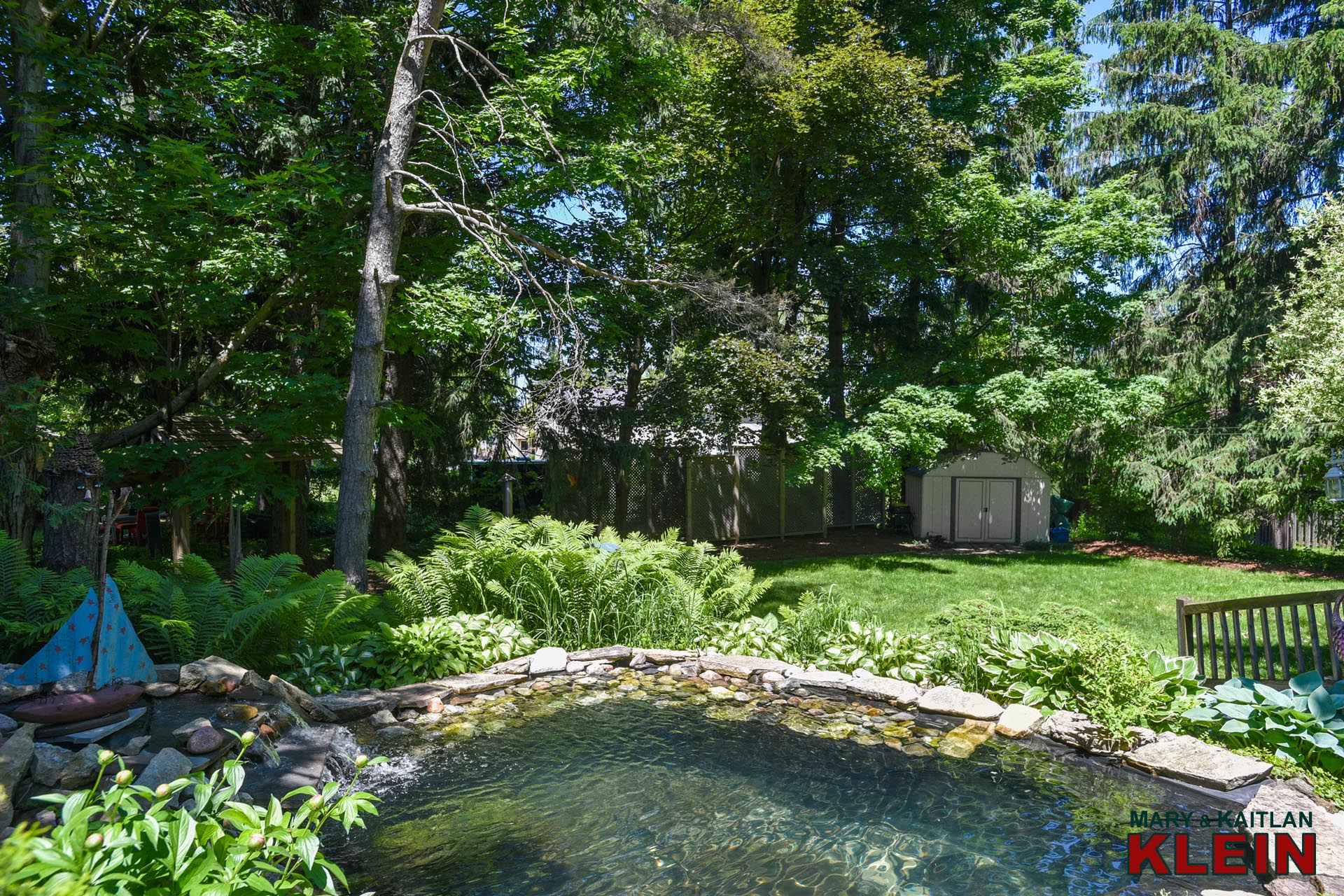 Ornamental Pond and Waterfall, Garden Shed