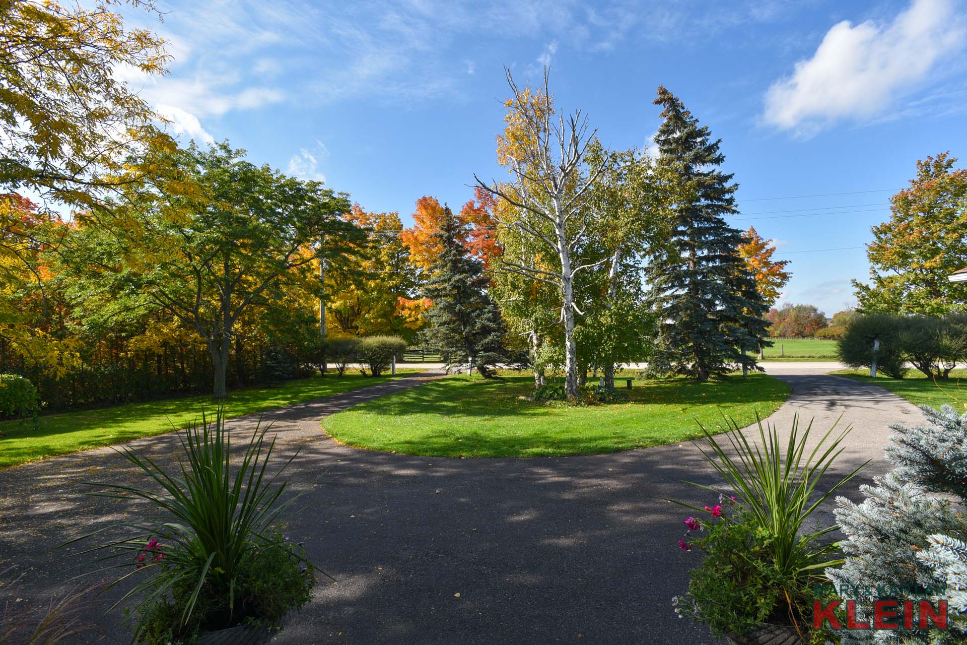 paved circular driveway 