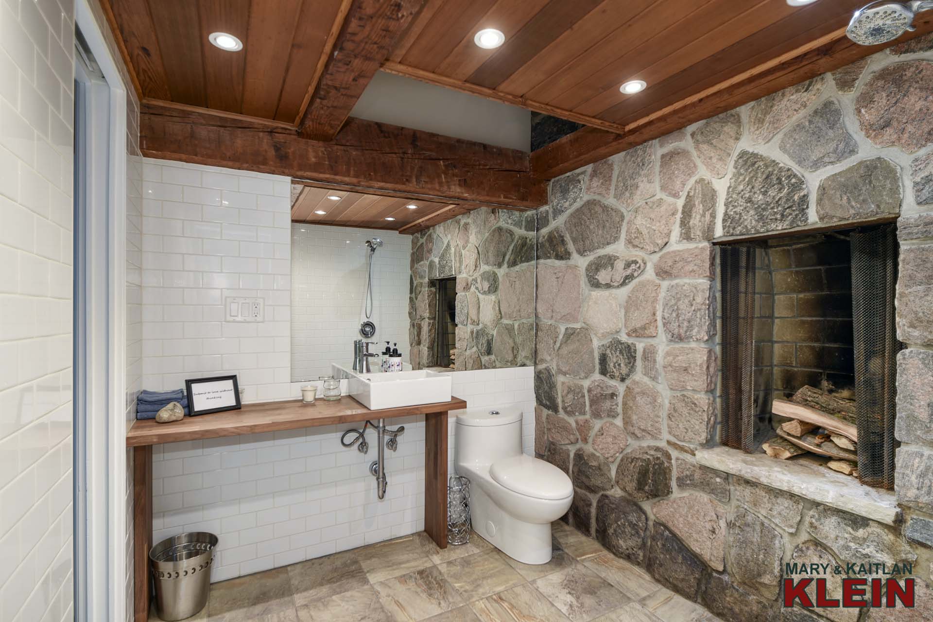 3-Piece Main Bathroom - Stone Fireplace (as is, not used)